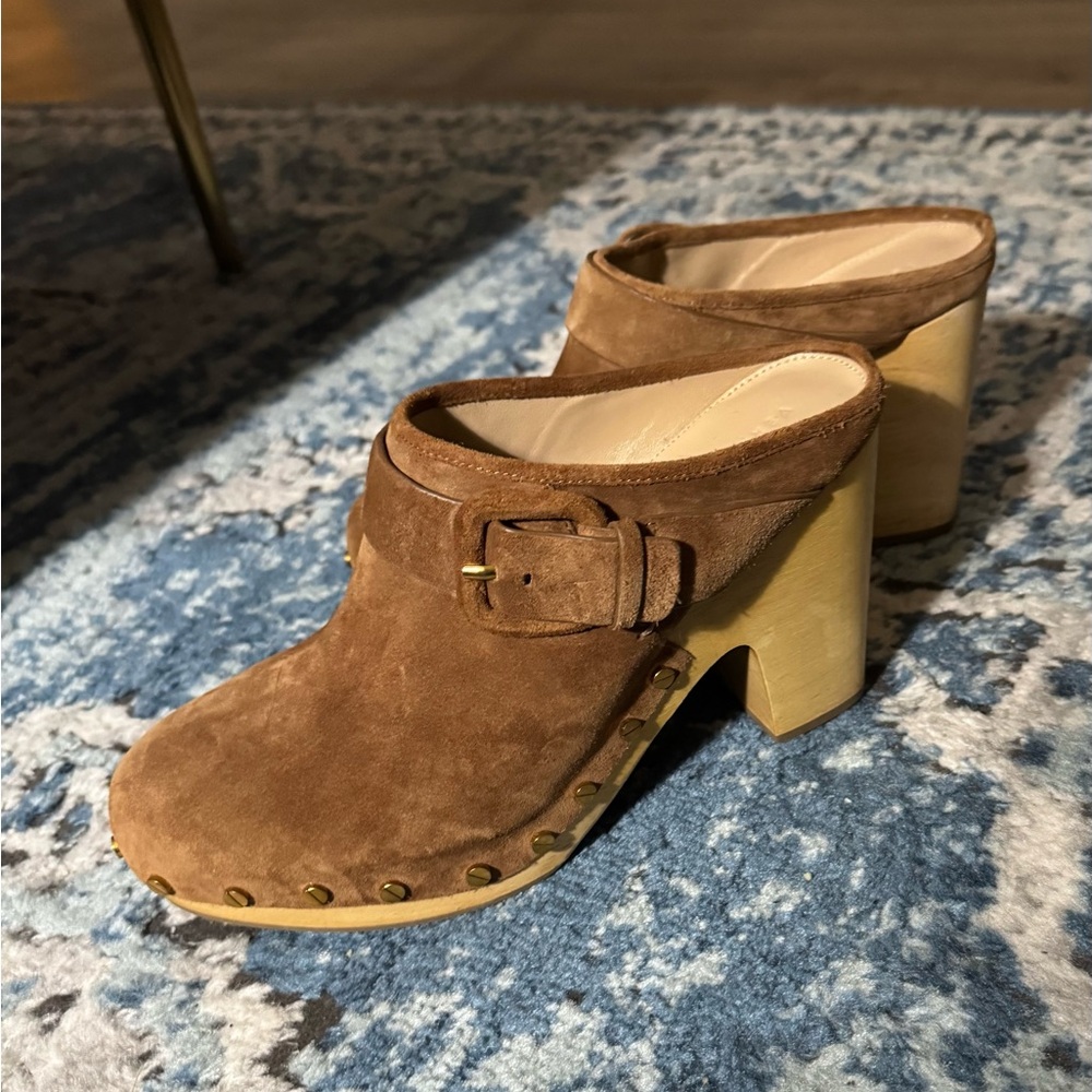 Veronica Beard Darcy Brown Clog Mules